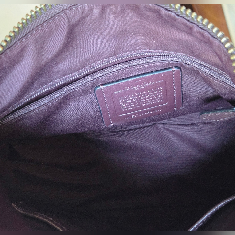 Coach Dark Purple Leather Hobo With Pink Piping & Snakeskin Look Is A Head Turer - Picture 7 of 10